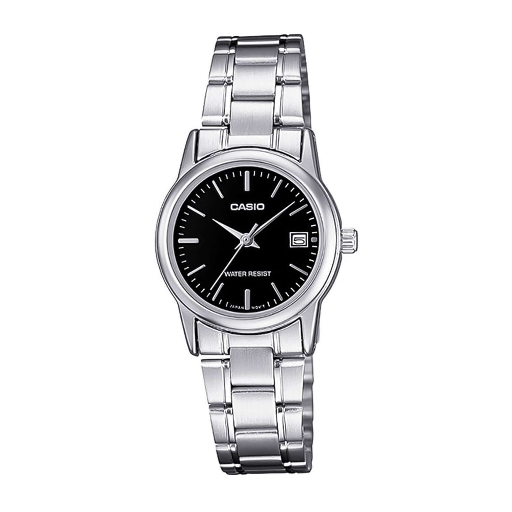 Reloj Casio LTP-V002D-1AUDF plateado con esfera negra para mujer