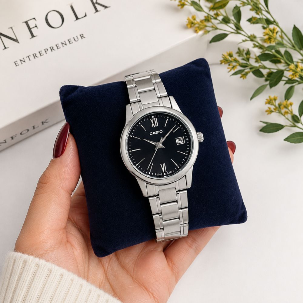 Reloj Casio LTP-V002D-1B3U Mujer Acero Plateado | CAS-M-84