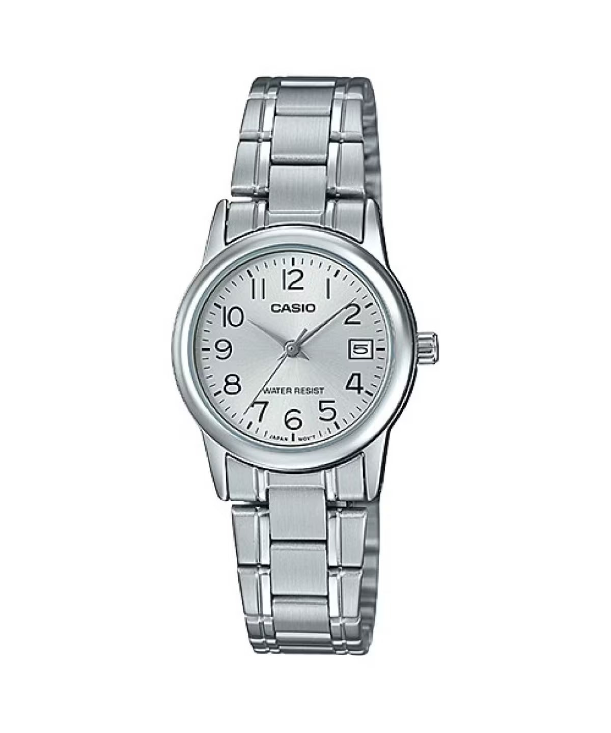 Reloj Casio LTP-V002D-7B plateado con esfera plateada para mujer