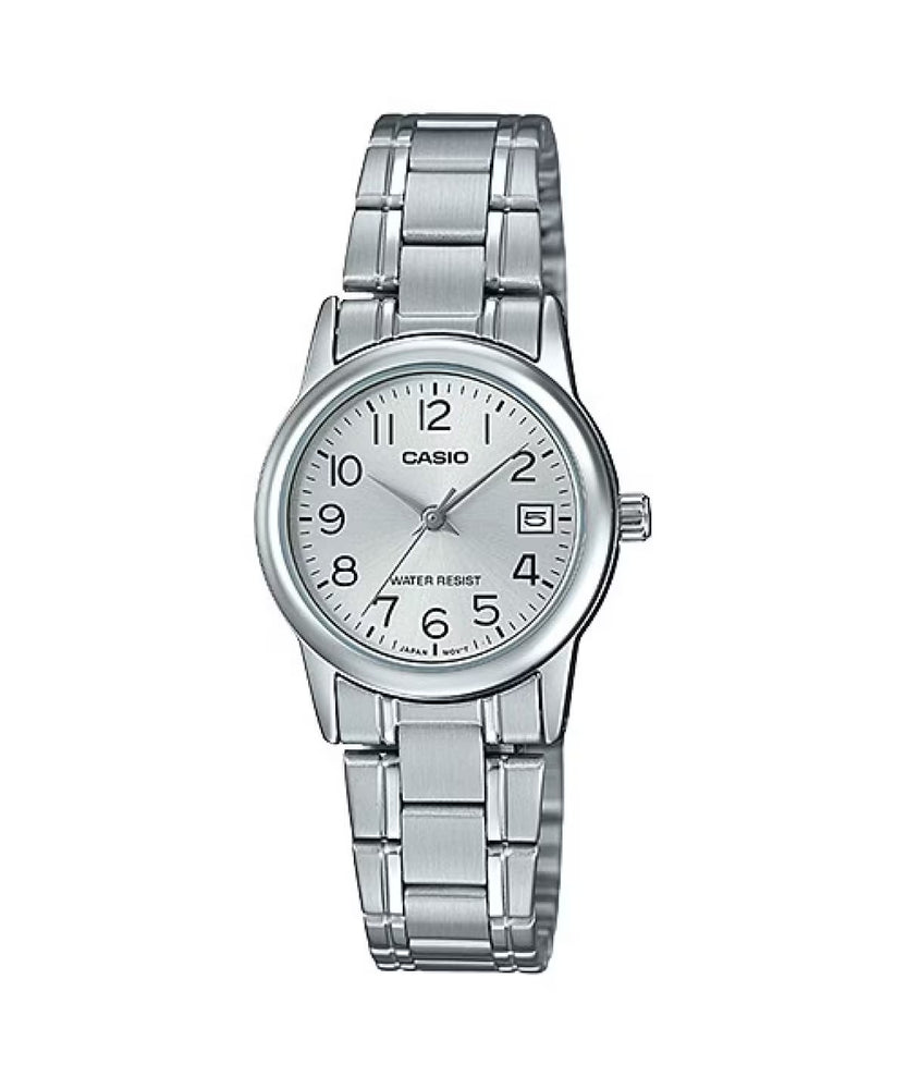 Reloj Casio LTP-V002D-7B plateado con esfera plateada para mujer