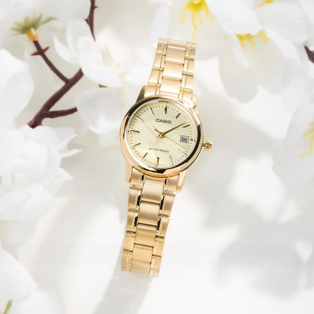 Reloj Casio LTP-V002G-9A Mujer Acero Dorado | CAS-M-30