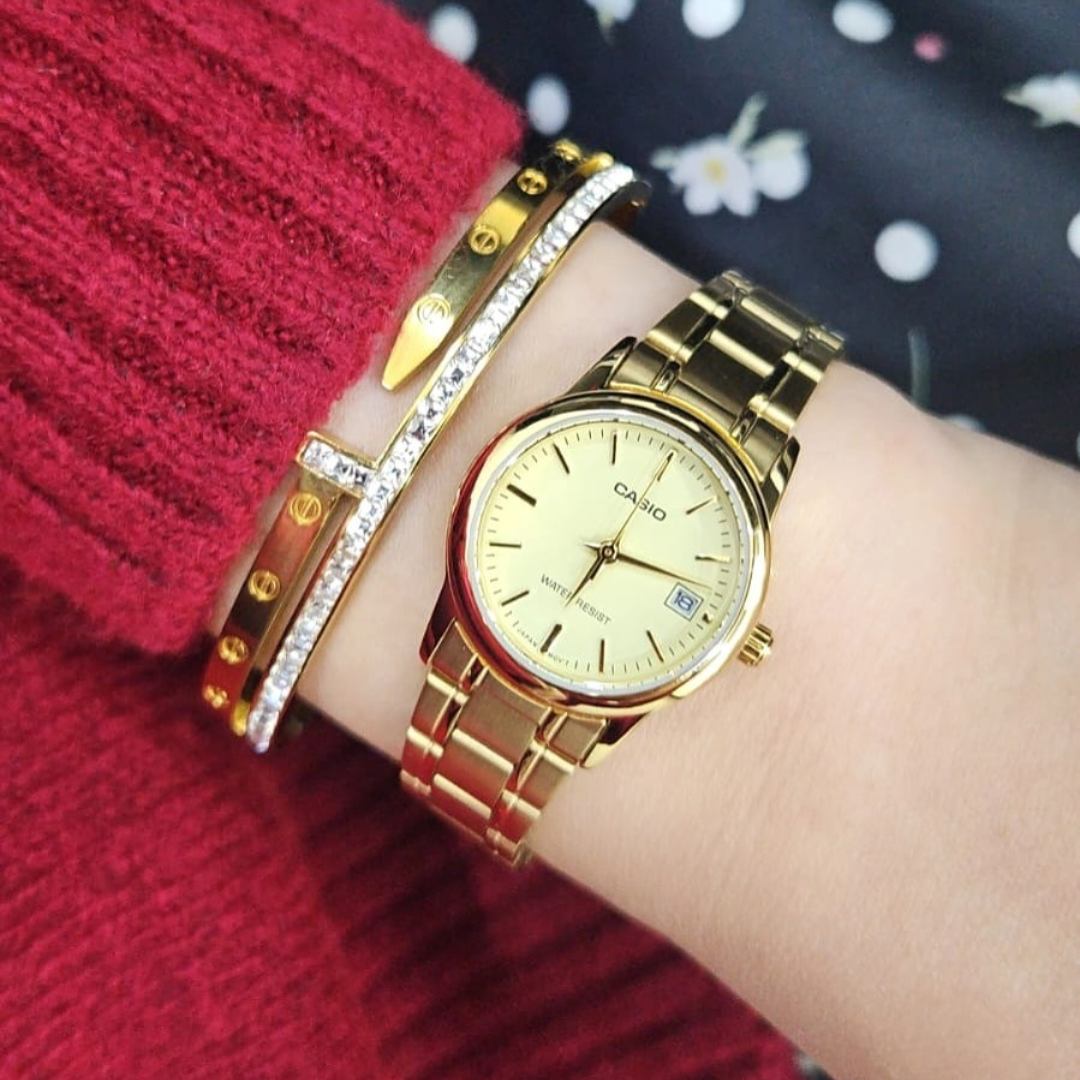 Reloj Casio LTP-V002G-9A Mujer Acero Dorado | CAS-M-30