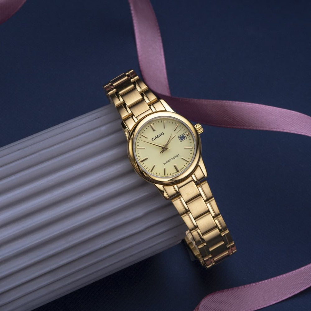 Reloj Casio LTP-V002G-9A Mujer Acero Dorado | CAS-M-30