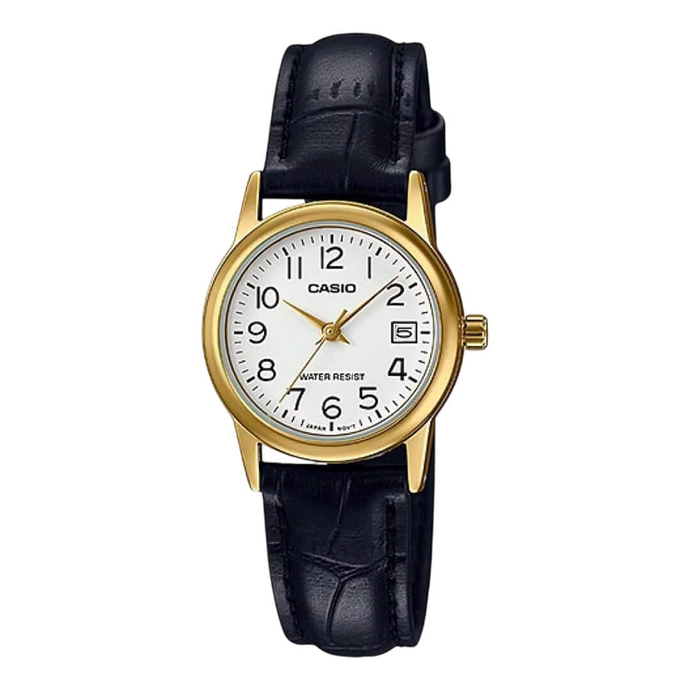 Reloj Casio LTP-V002GL-7B2 dorado con esfera blanca para mujer minimalista