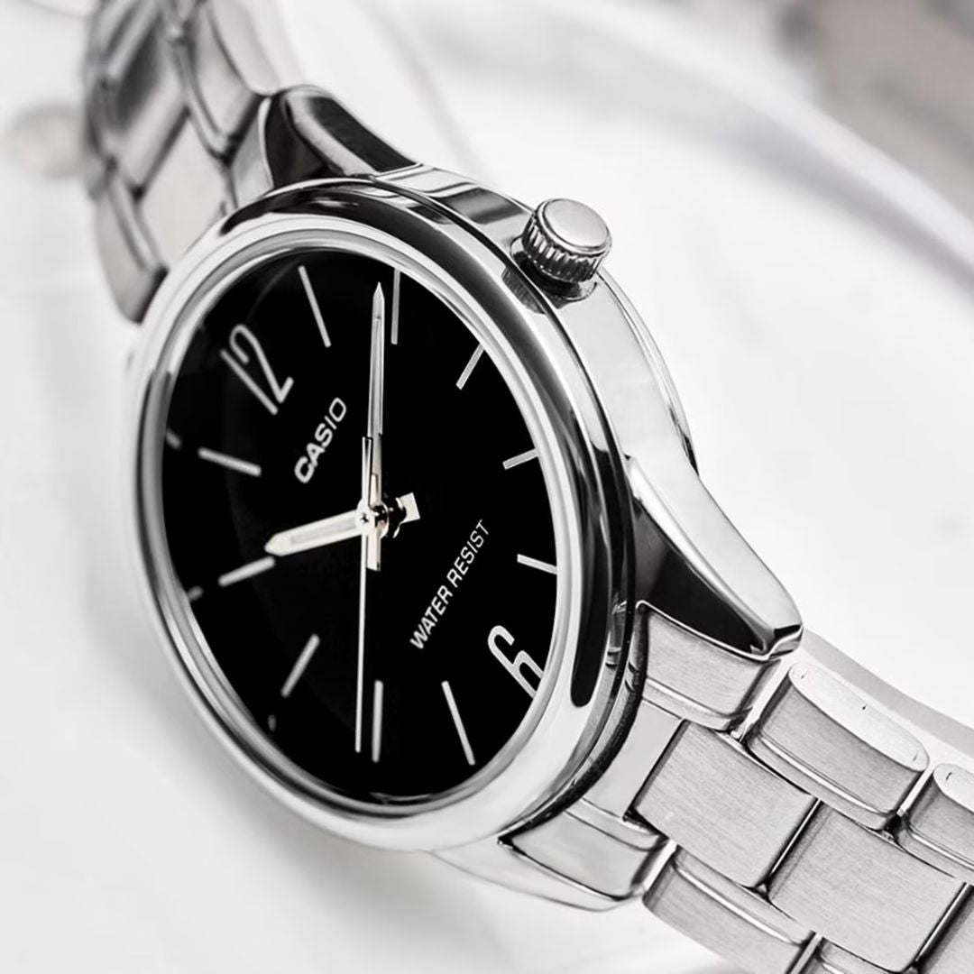 Reloj Casio LTP-V005D-1BU Mujer Acero Plateado Negro | CAS-M-80