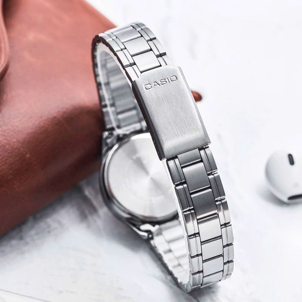 Reloj Casio LTP-V005D-4B2 Mujer Rosado Acero Plateado | CAS-M-213
