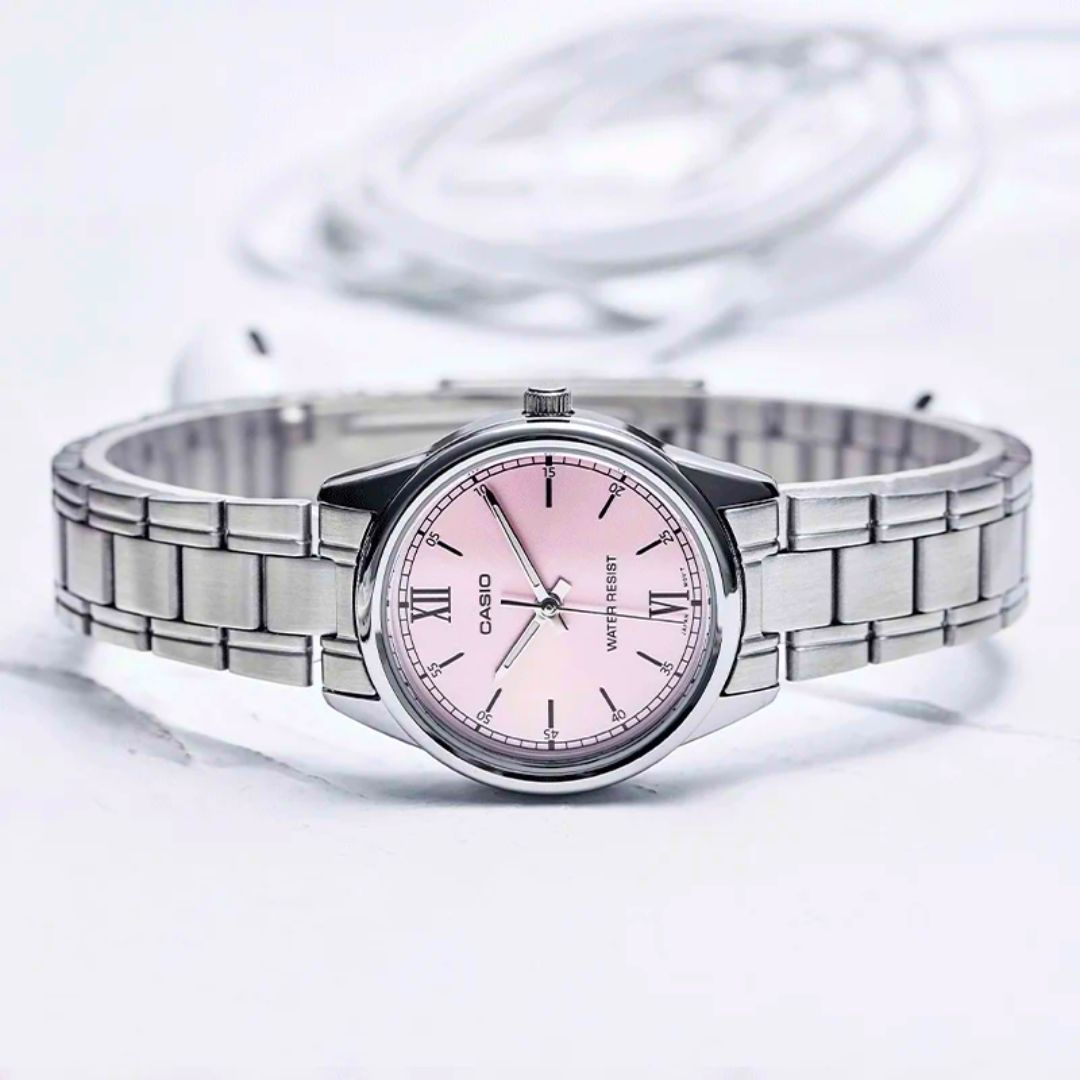 Reloj Casio LTP-V005D-4B2 Mujer Rosado Acero Plateado | CAS-M-213