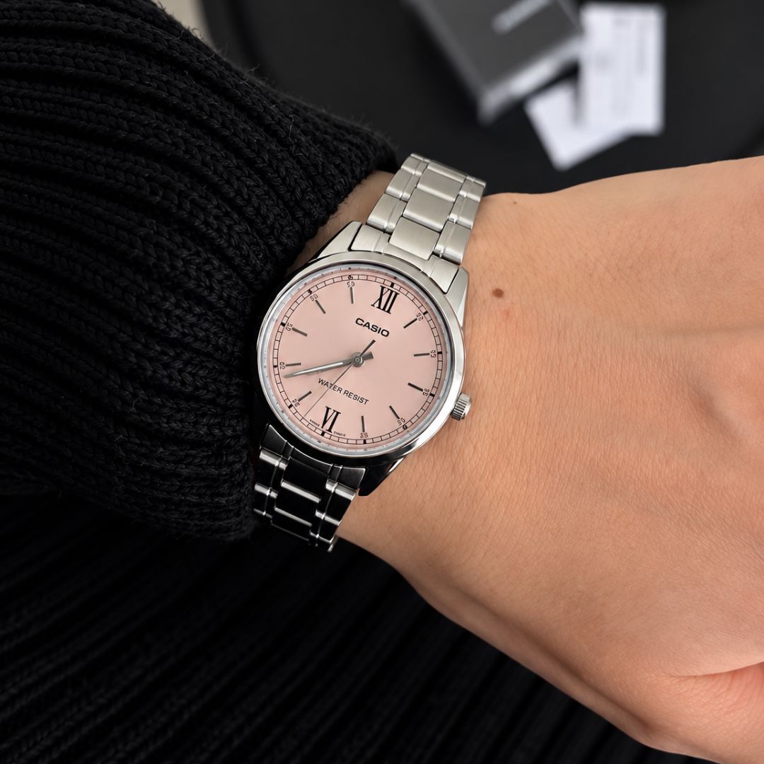 Reloj Casio LTP-V005D-4B2 Mujer Rosado Acero Plateado | CAS-M-213