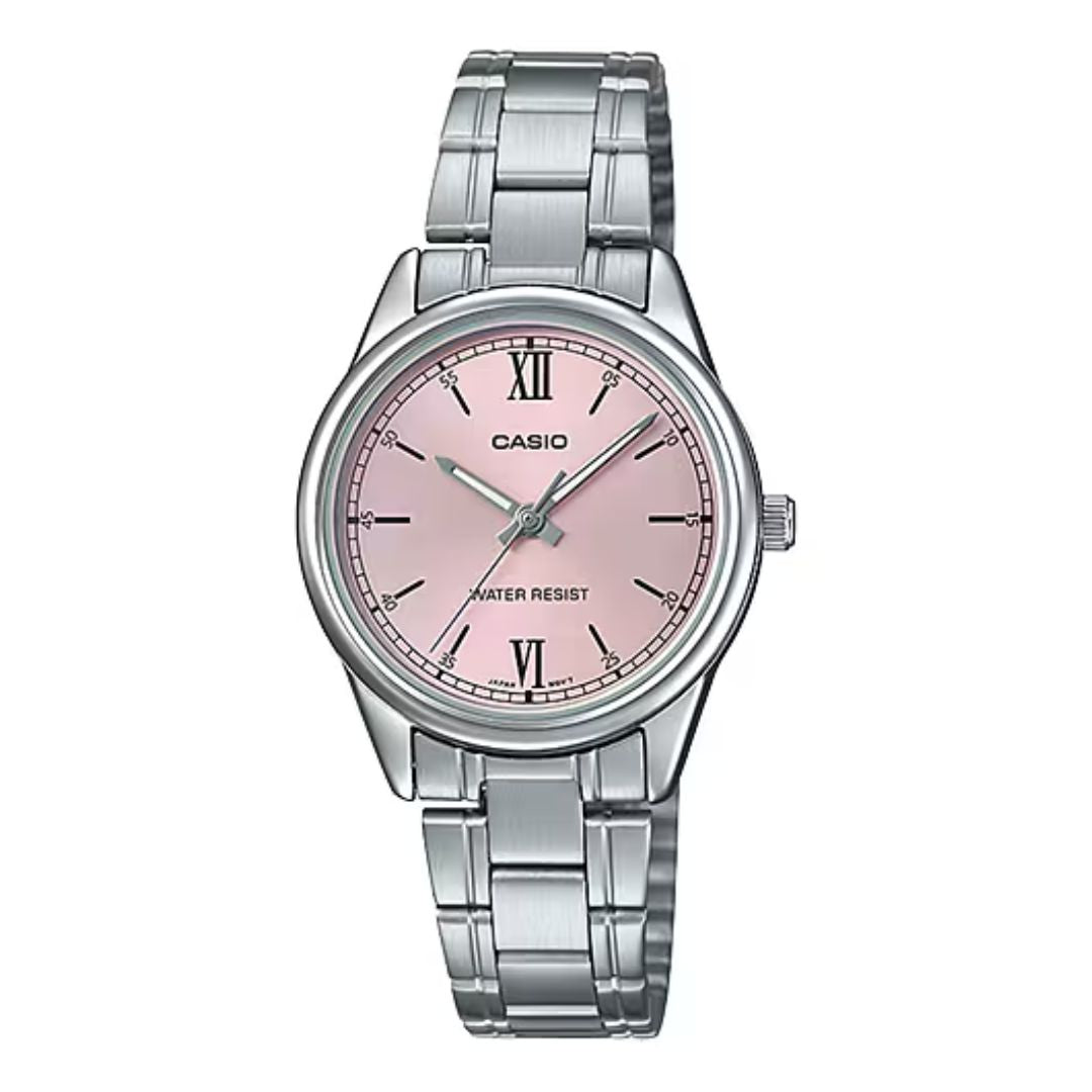 Reloj Casio LTP-V005D-4B2 Mujer Rosado Acero Plateado | CAS-M-213