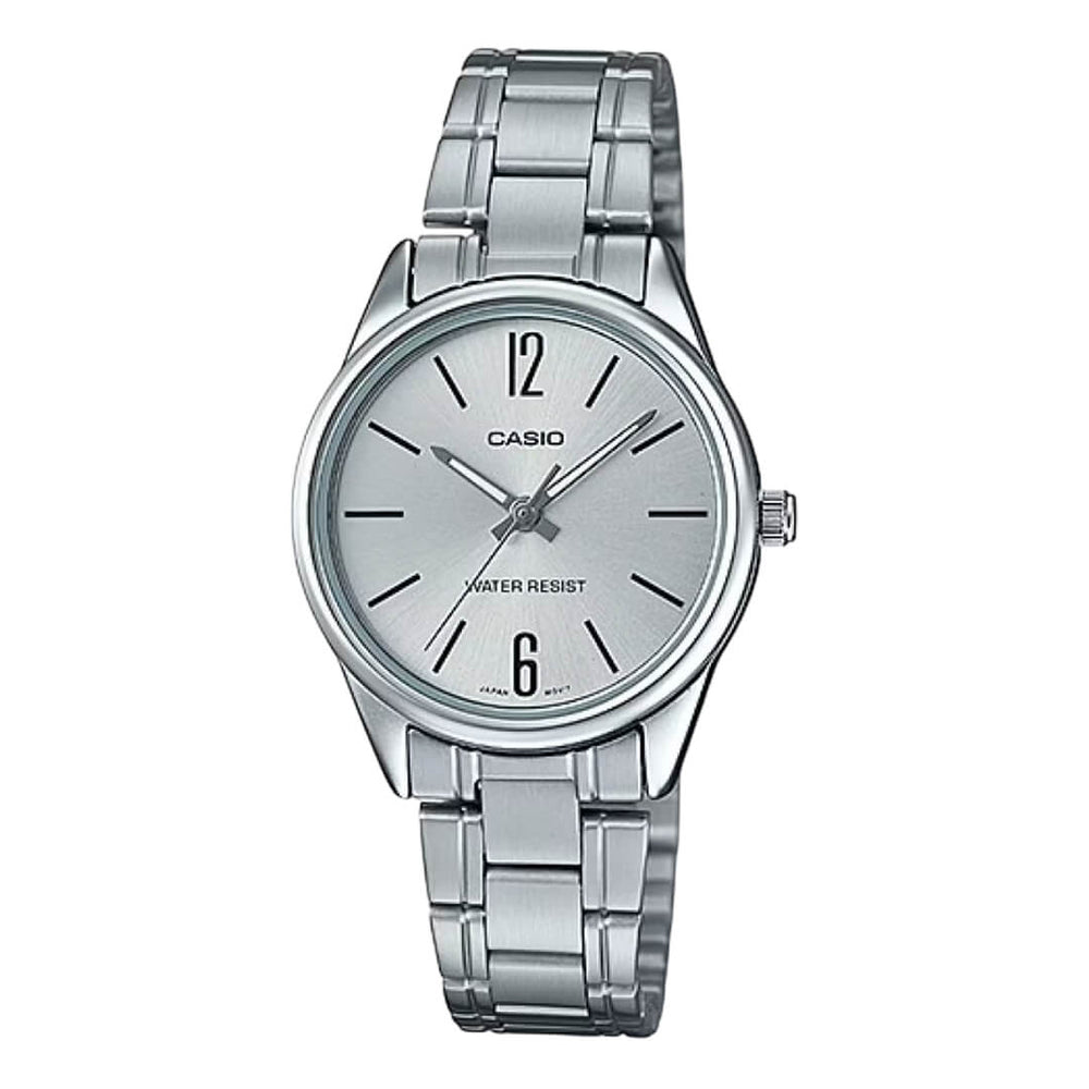 Reloj Casio LTP-V005D-7B plateado con esfera plateada para mujer
