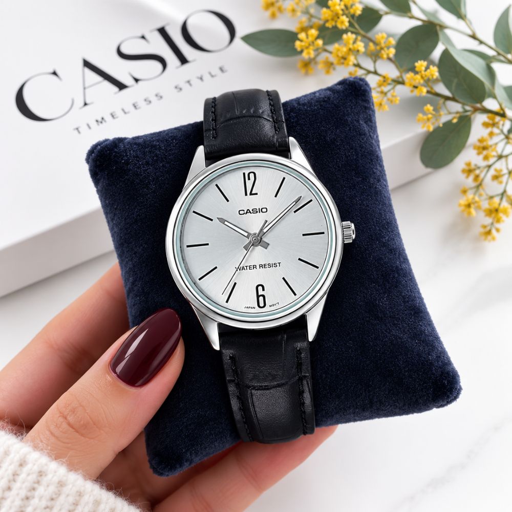 Reloj Casio LTP-V005L-7BU Mujer Cuero Negro | CAS-M-167