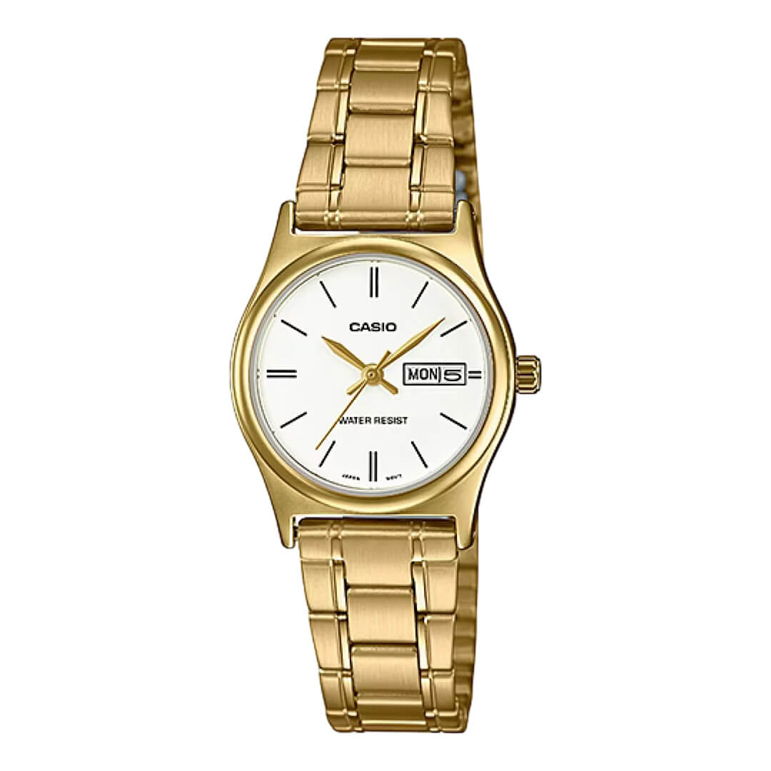 Reloj Casio LTP-V006G-7B dorado con esfera blanca para mujer