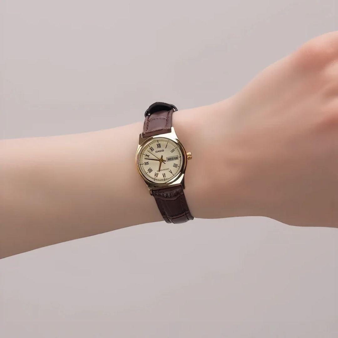 Reloj Casio LTP-V006GL-9B Mujer Cuero Marrón | CAS-M-214