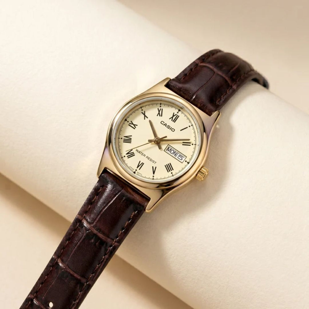 Reloj Casio LTP-V006GL-9B Mujer Cuero Marrón | CAS-M-214
