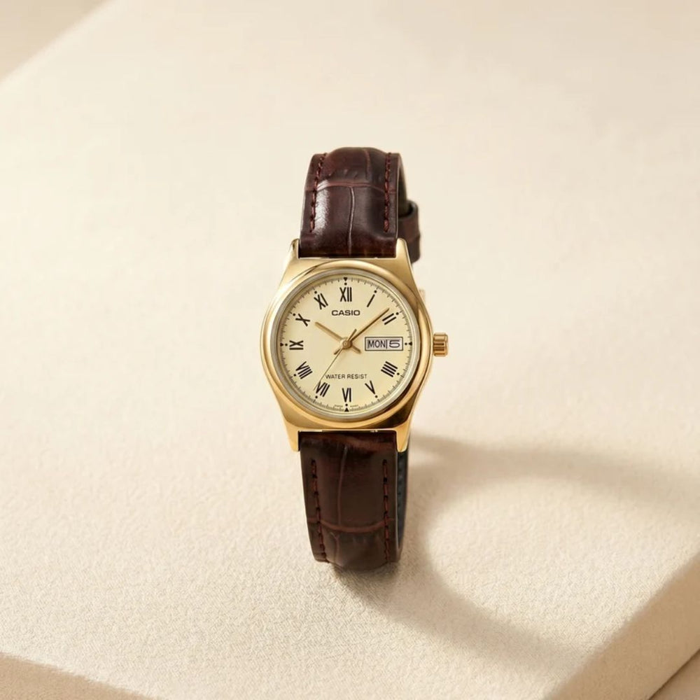 Reloj Casio LTP-V006GL-9B Mujer Cuero Marrón | CAS-M-214