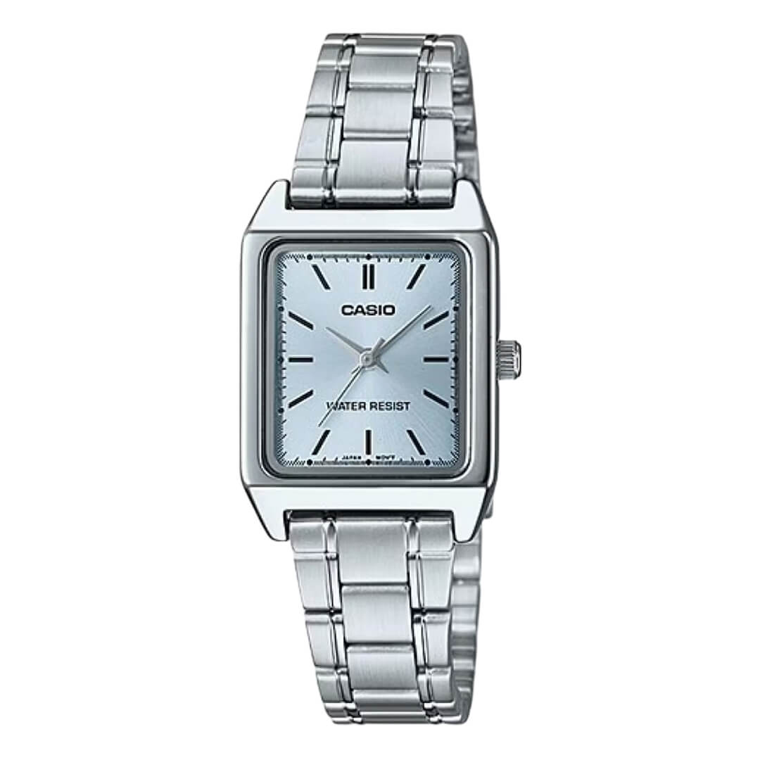 Reloj Casio LTP-V007D-2E Mujer Acero Plateado Celeste | CAS-M-149