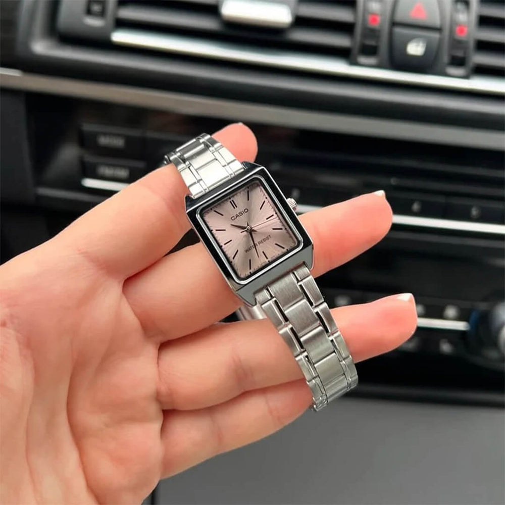 Casio LTP-V007D-4E para mujer con esfera rosada
