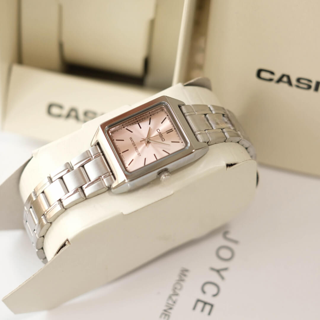Reloj rectangular Casio LTP-V007D-4E de acero inoxidable
