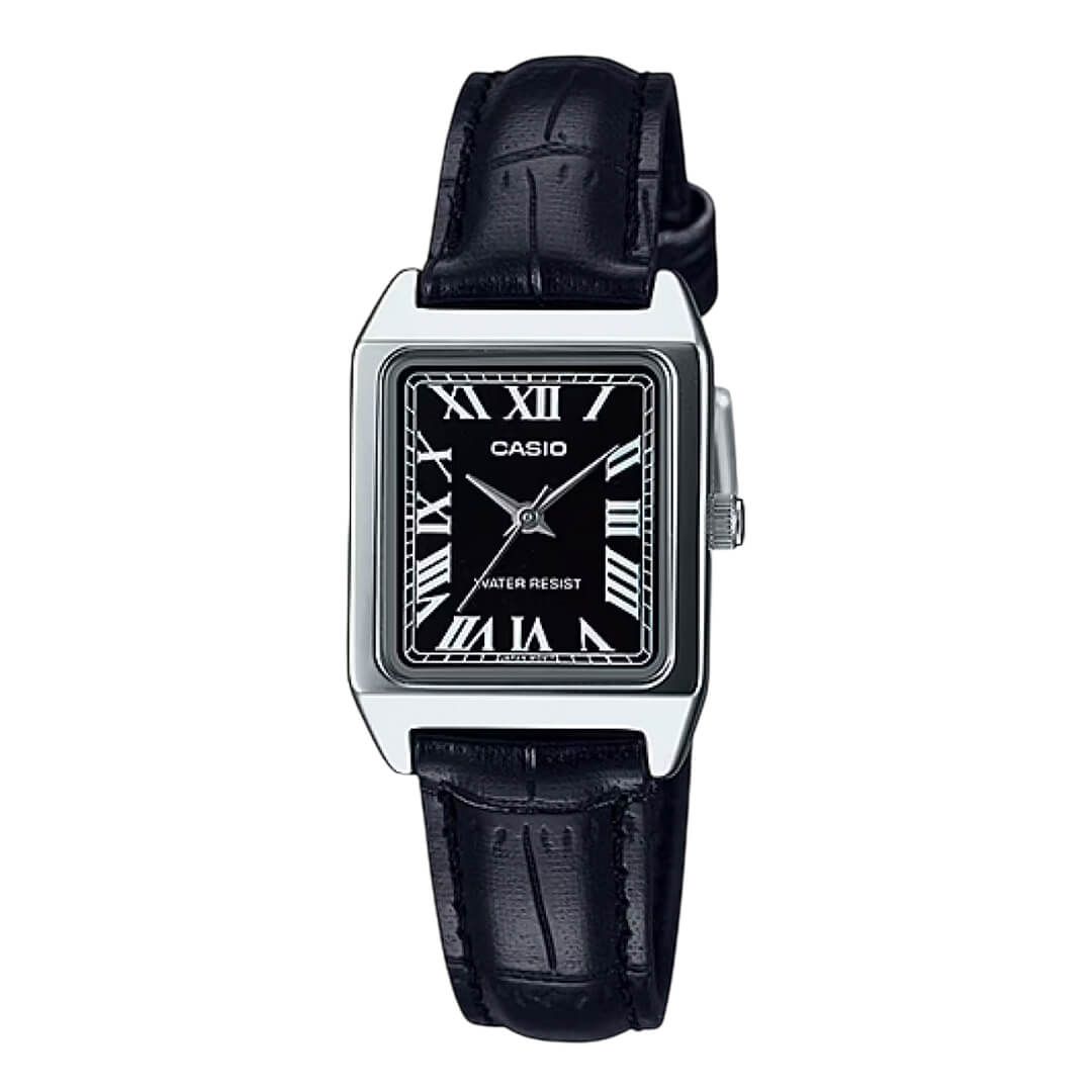 Reloj Casio LTP-V007L-1BU rectangular con esfera negra para mujer