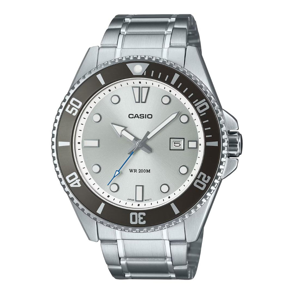 Reloj Casio MDV-107D-7A plateado con esfera blanca para hombre