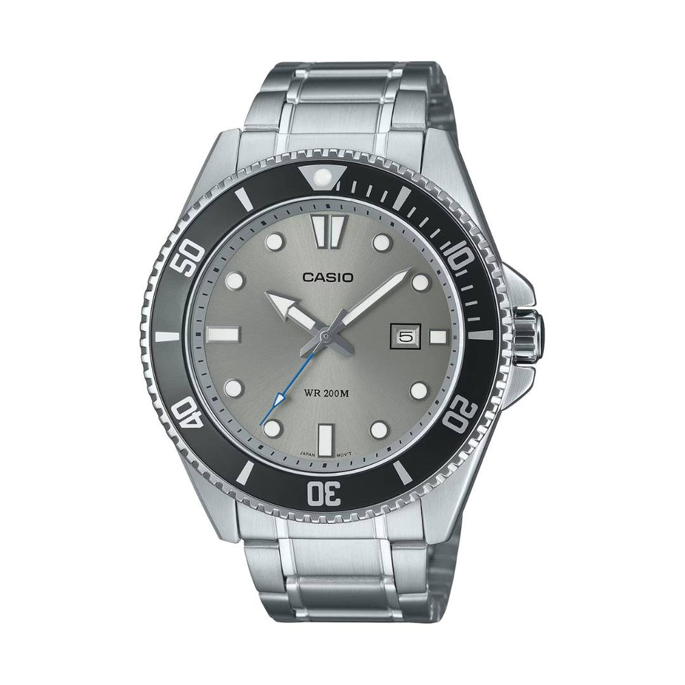 Reloj Casio MDV-107D-8A plateado con esfera gris para hombre