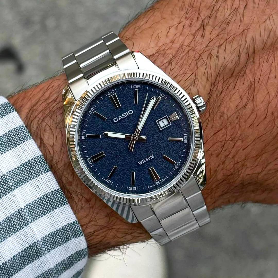 Reloj Casio MTP-1302DA-2A Hombre Plateado Azul | CAS-276