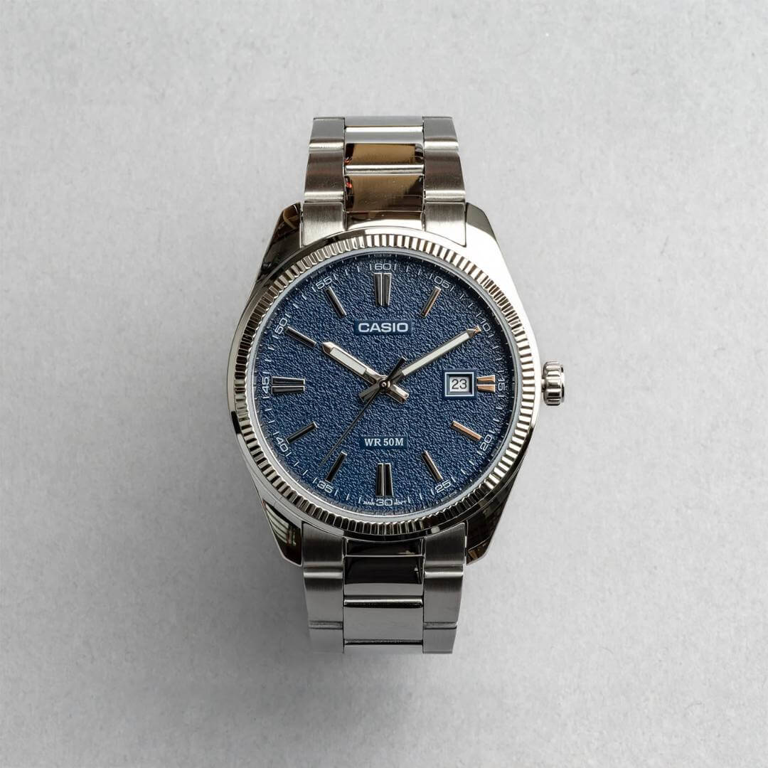 Reloj Casio MTP-1302DA-2A Hombre Plateado Azul | CAS-276