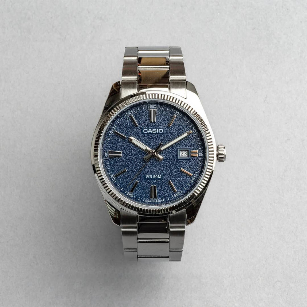 Reloj Casio MTP-1302DA-2A Hombre Plateado Azul | CAS-276