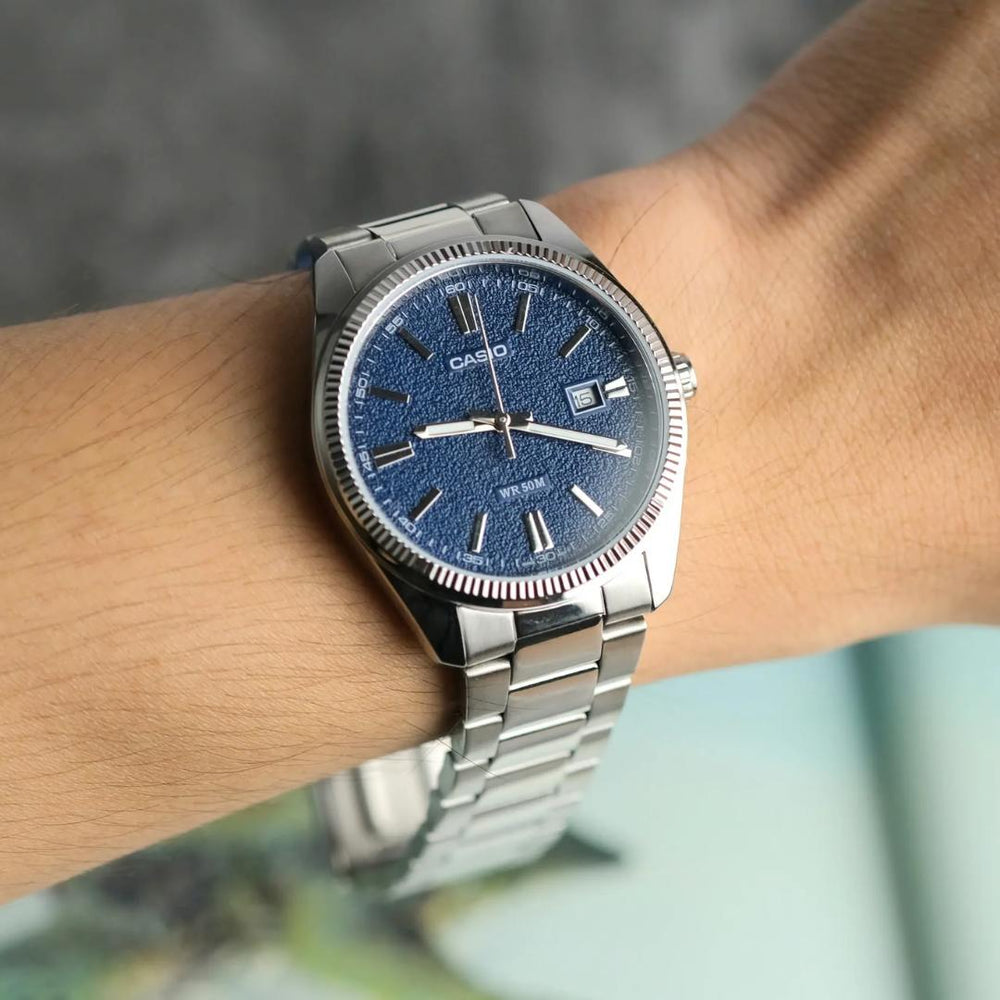 Reloj Casio MTP-1302DA-2A Hombre Plateado Azul | CAS-276