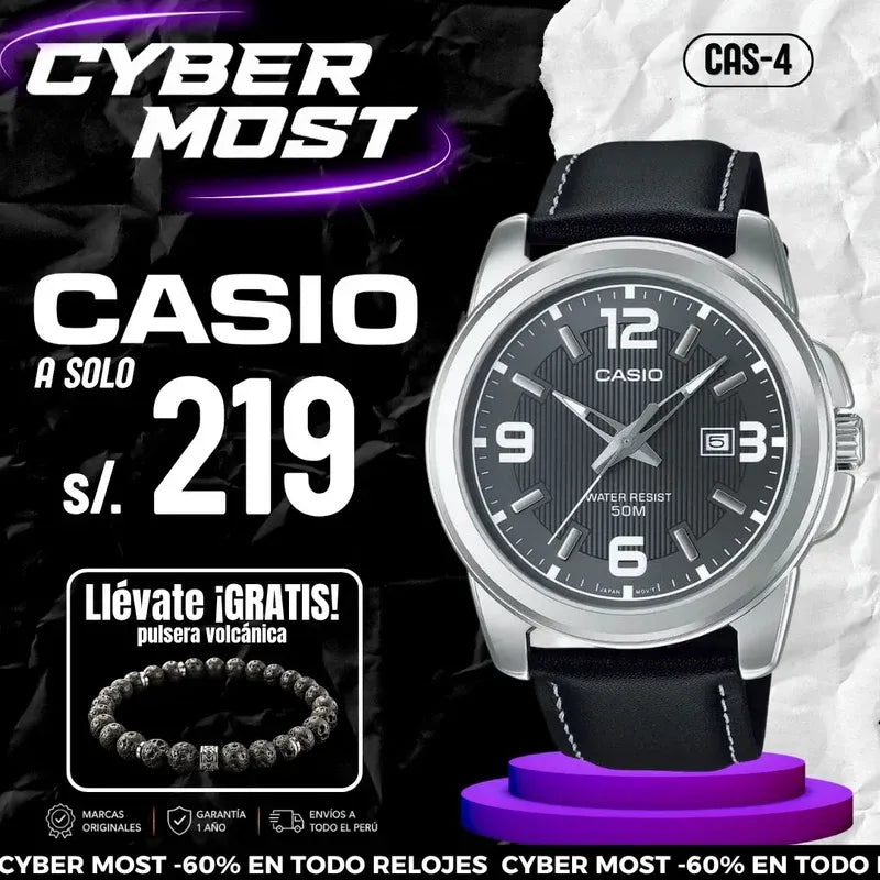 Reloj Casio MTP-1314L-8AV Hombre Cuero Negro | CAS-4