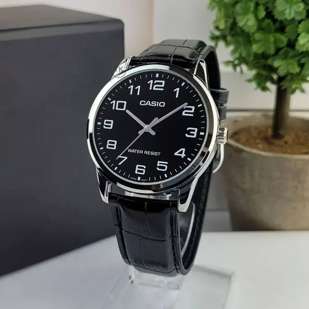 Reloj Casio MTP-V001L-1B Hombre Cuero Negro | CAS-70