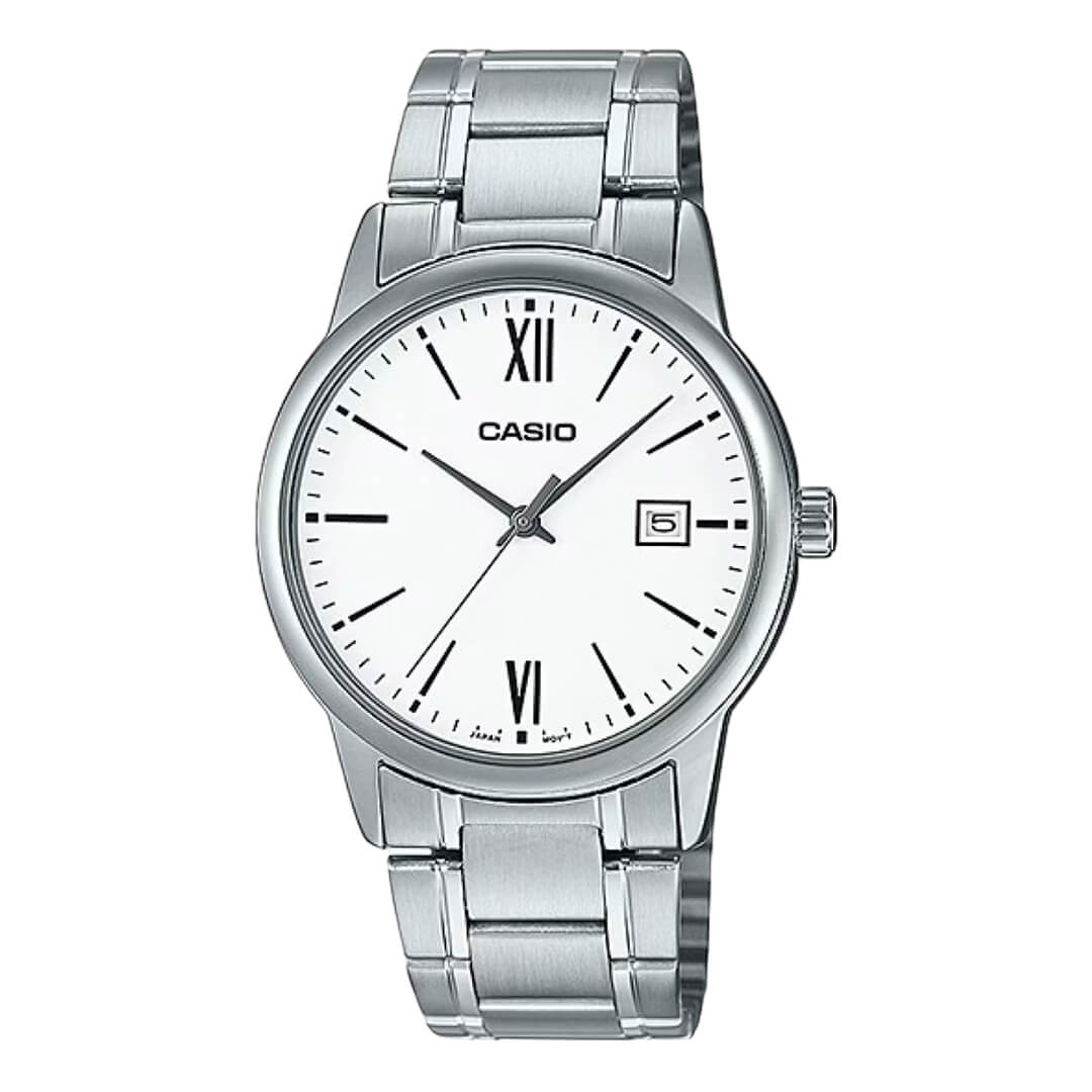 Reloj Casio MTP-V002D-7B3 plateado con esfera blanca para hombre