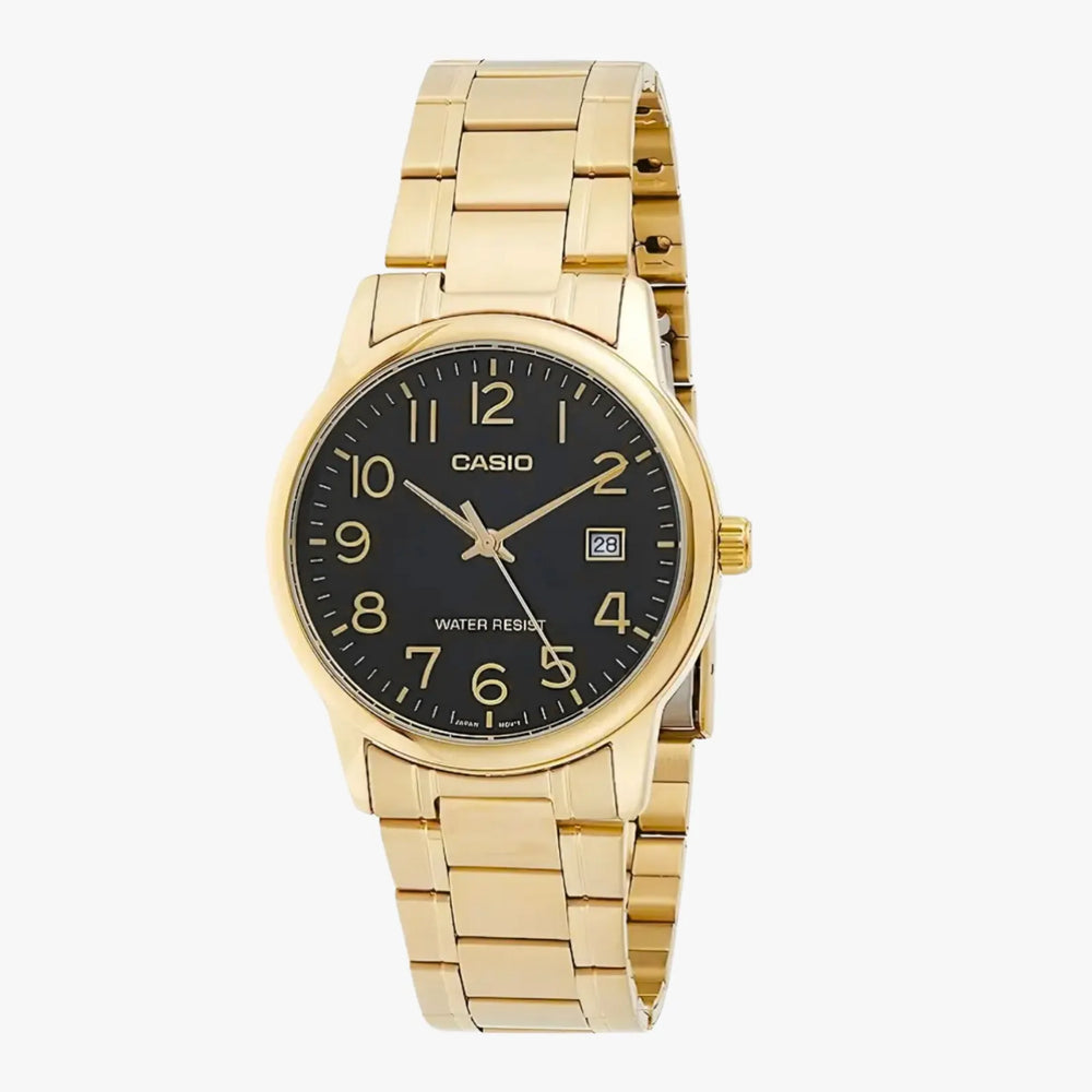Reloj Casio MTP-V002G-1B dorado con esfera negra para hombre