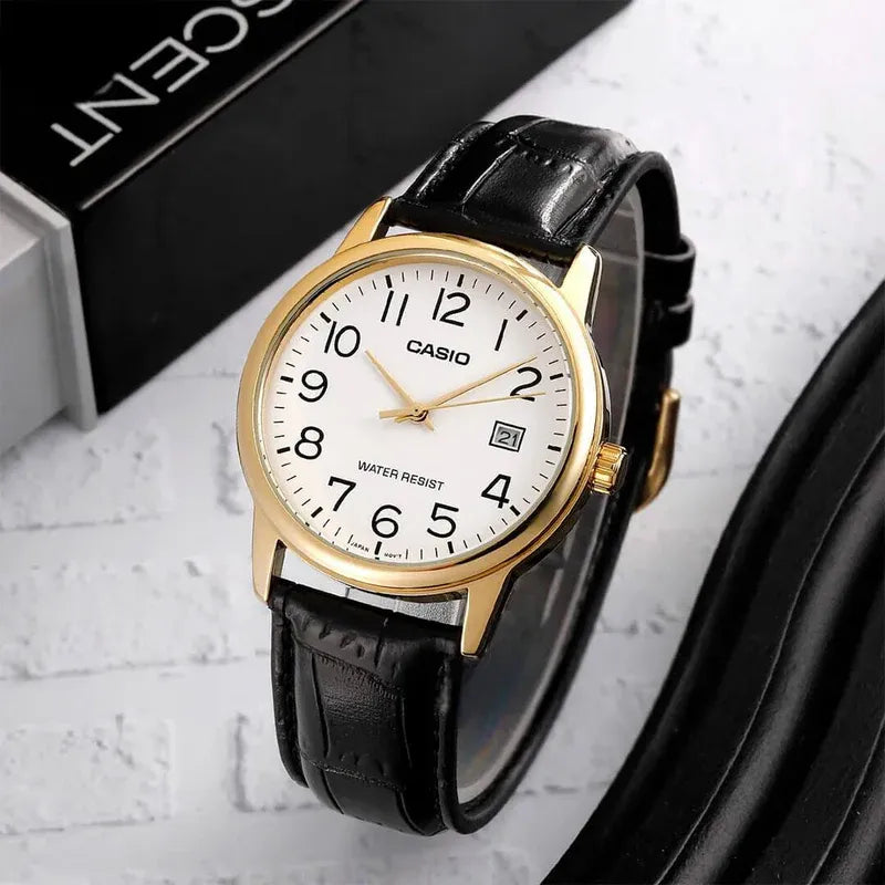 Reloj Casio MTP-V002GL-7B2 Hombre Cuero Negro | CAS-185