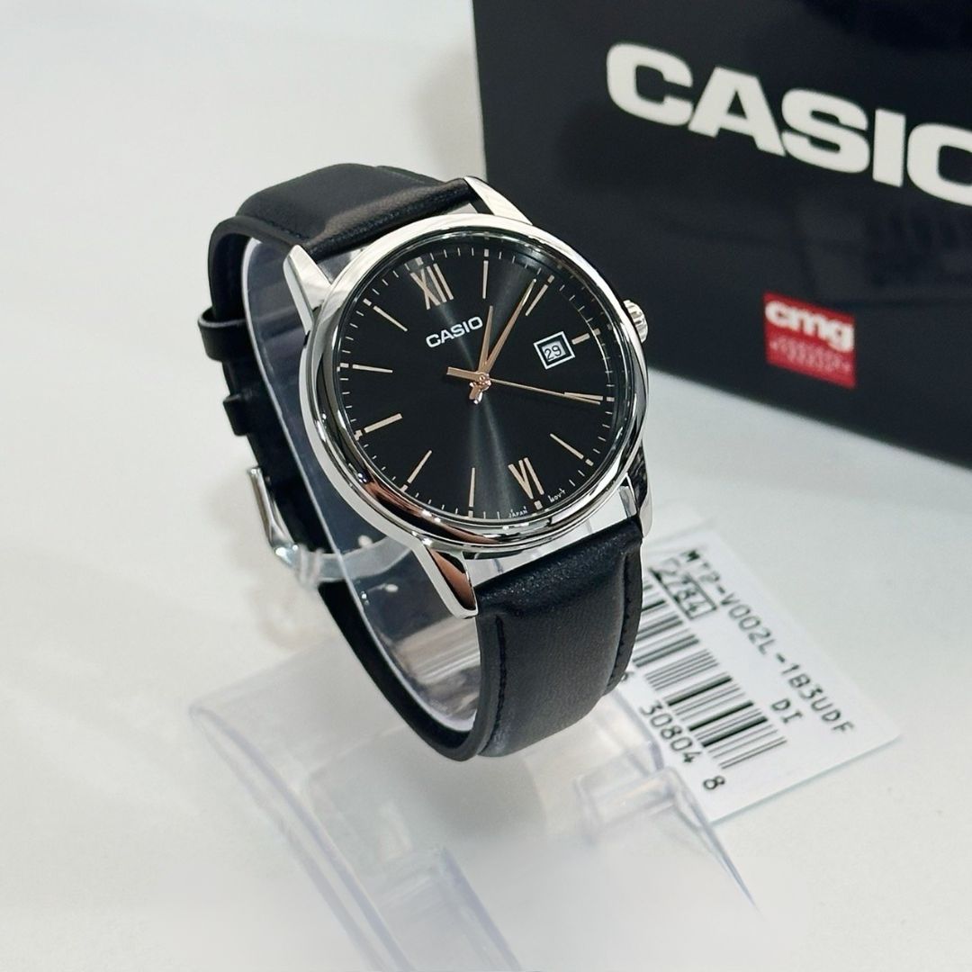 Reloj Casio MTP-V002L-1B3 plateado con esfera negra para hombre