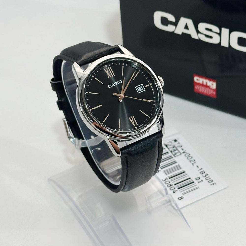 Reloj Casio MTP-V002L-1B3 plateado con esfera negra para hombre