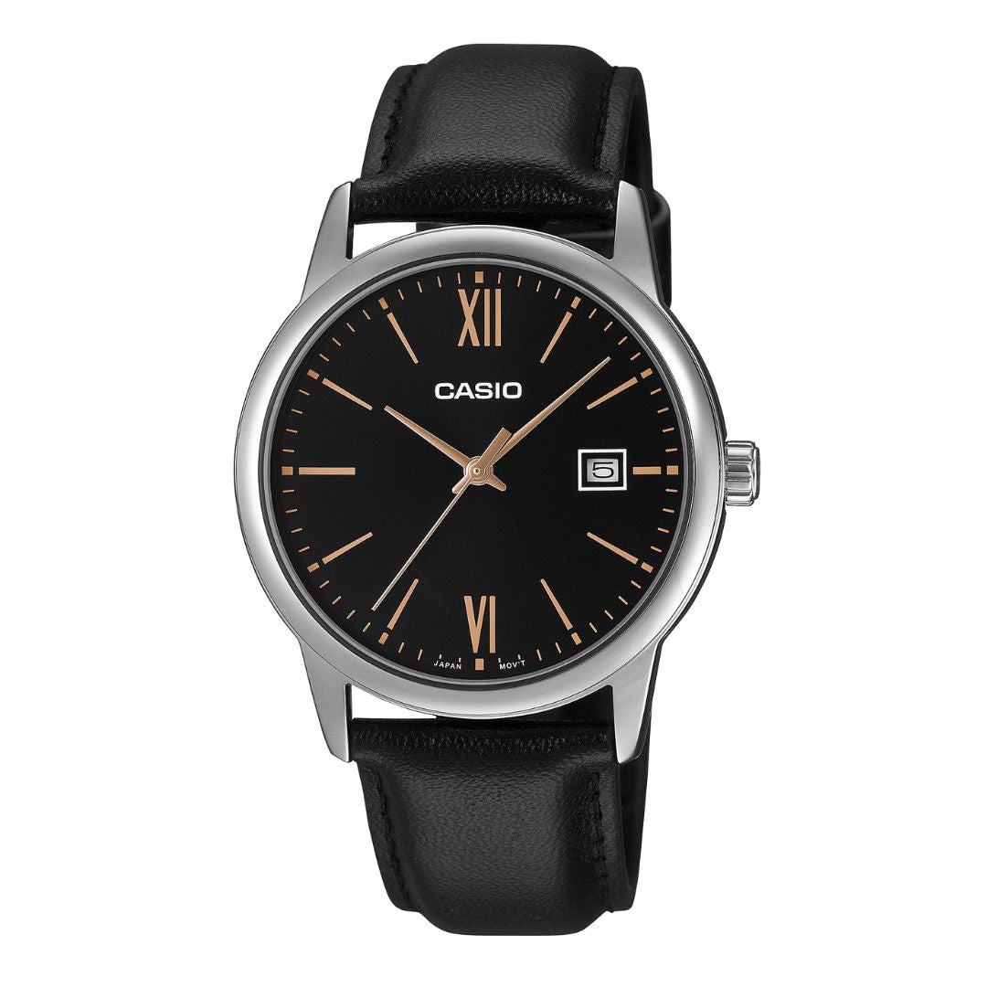 Reloj Casio MTP-V002L-1B3 Hombre Cuero Negro | CAS-287