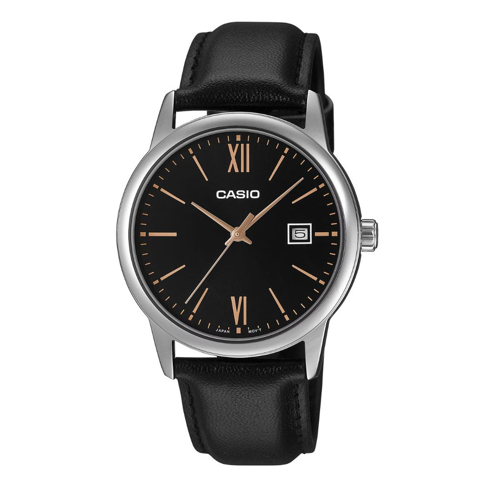 Reloj Casio MTP-V002L-1B3 Hombre Cuero Negro | CAS-287
