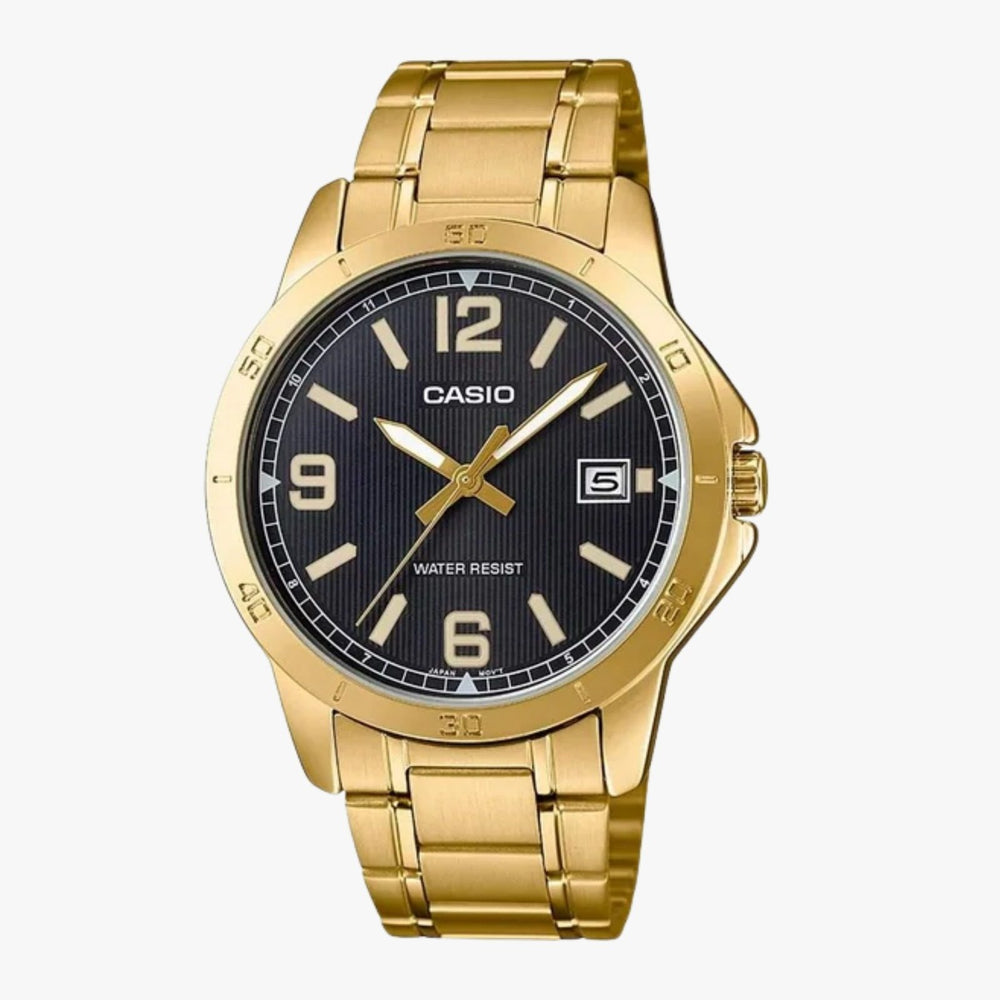 Reloj Casio MTP-V004G-1B dorado con esfera negra para hombre