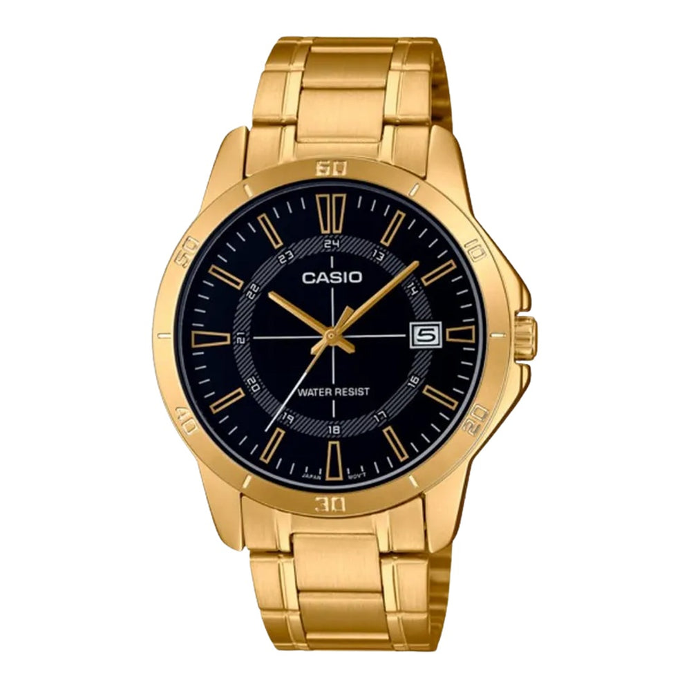 Reloj Casio MTP-V004G-1C dorado con esfera negra para hombre