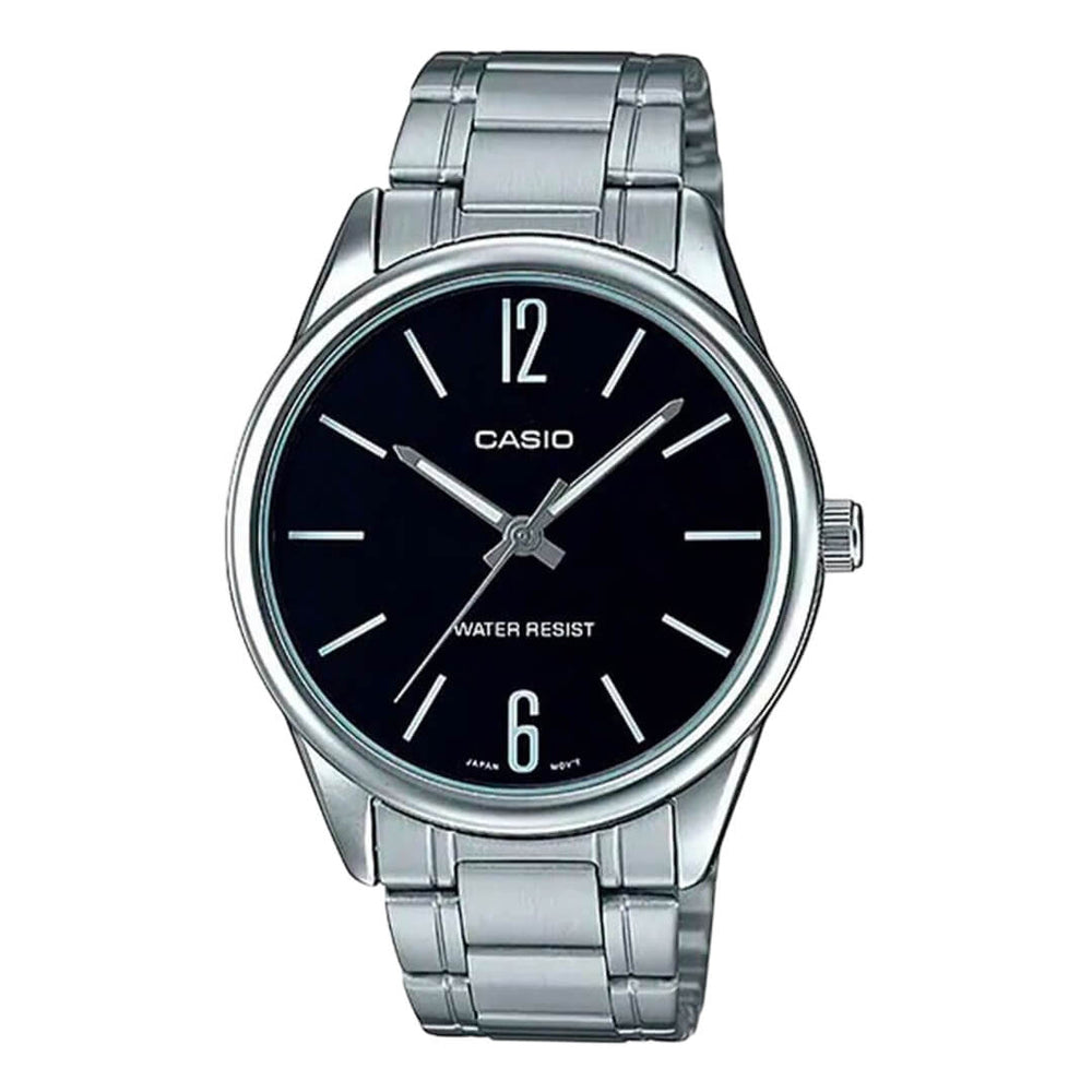Reloj Casio MTP-V005D-1B plateado con esfera negra para hombre