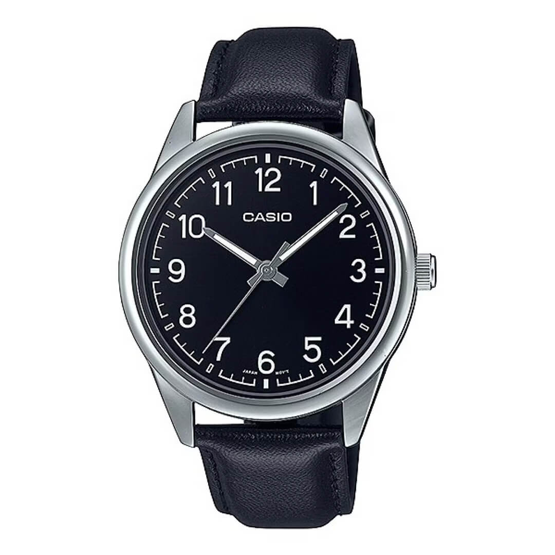 Reloj Casio MTP-V005L-1B4 plateado con esfera negra para hombre