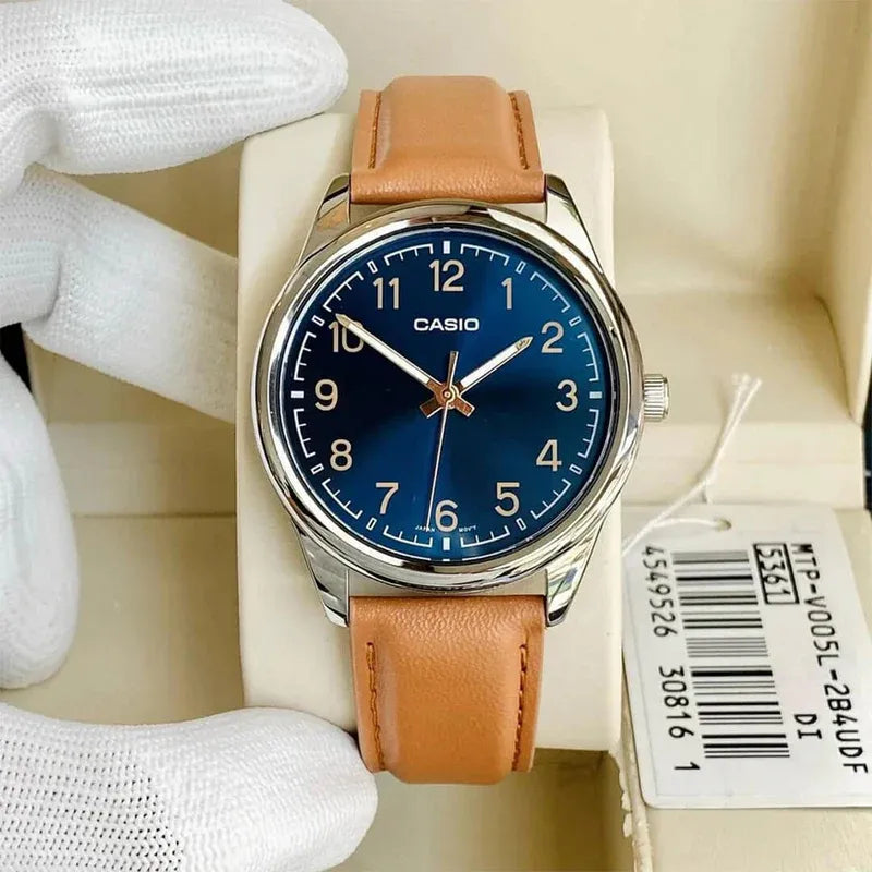 Reloj Casio MTP-V005L-2B4 Hombre Cuero Marrón | CAS-182