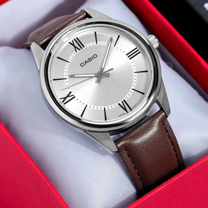Reloj Casio MTP-V005L-7B5 Hombre Cuero Marrón | CAS-136