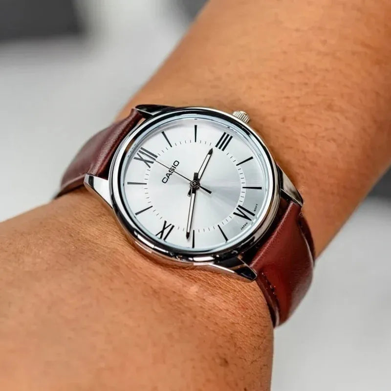 Reloj Casio MTP-V005L-7B5 Hombre Cuero Marrón | CAS-136