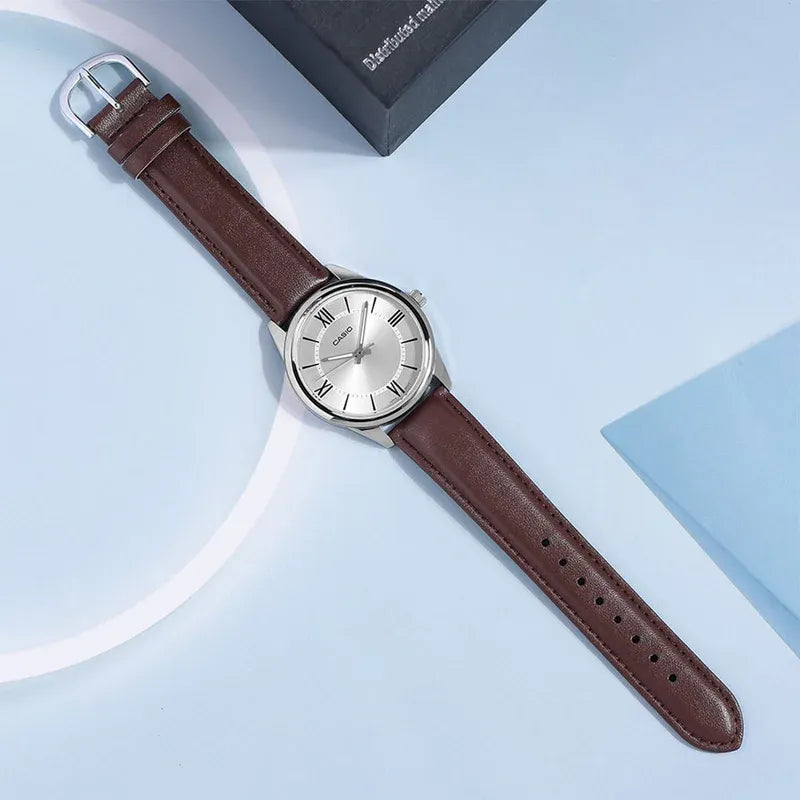 Reloj Casio MTP-V005L-7B5 Hombre Cuero Marrón | CAS-136