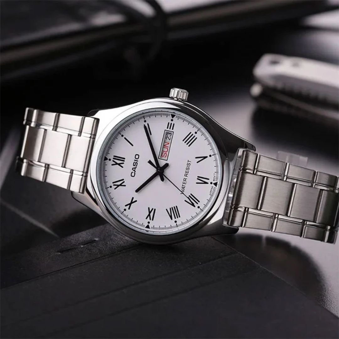 Reloj Casio MTP-V006D-7B Hombre Acero Blanco | CAS-295