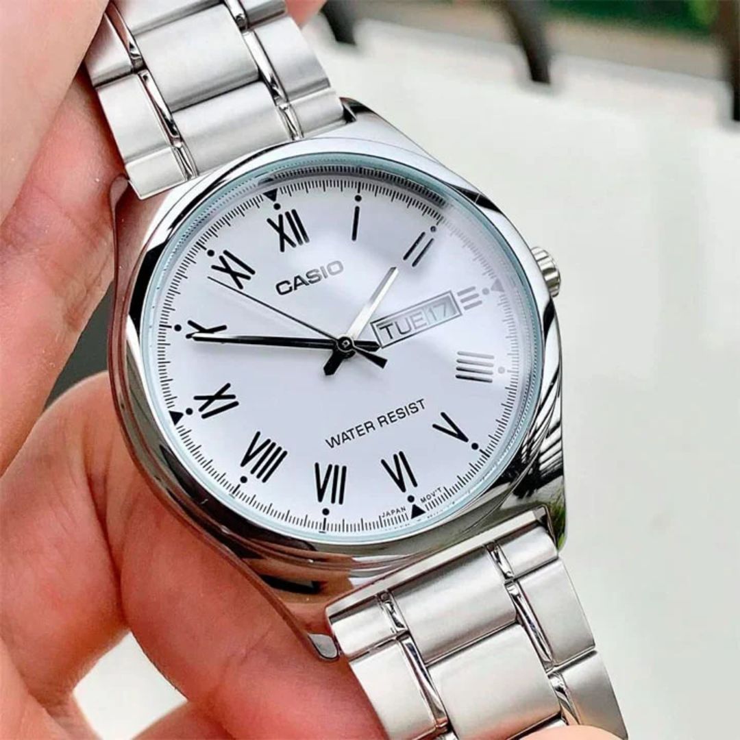 Reloj Casio MTP-V006D-7B Hombre Acero Blanco | CAS-295