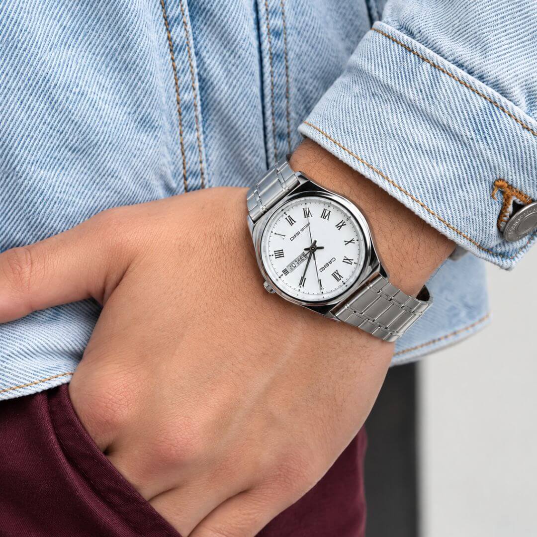Reloj Casio MTP-V006D-7B Hombre Acero Blanco | CAS-295