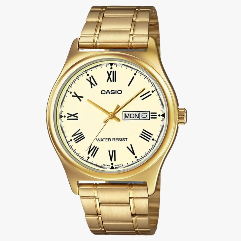 Reloj Casio MTP-V006G-9B dorado con esfera champán para hombre